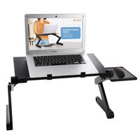 Bazal Adjustable Laptop Stand, Ventilated Portable Laptop Table with Stand Tray as Mouse Board for Notebook/MacBook, Foldable Lightweight Ergonomic Standing Desk Using in Office & Bed & Sofa