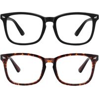 MEETSUN Blue Light Blocking Glasses, Anti Eye Strain Headache (Sleep Better),Computer Reading Glasses UV400 Transparent Lens (Black + Tortoise Shell Frame / 2 PACK, 53)