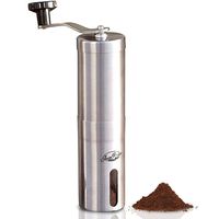 JavaPresse Manual Coffee Grinder with Adjustable Setting - Conical Burr Mill & Brushed Stainless Steel - Burr Coffee Grinder for Aeropress, Drip Coffee, Espresso, French Press, Turkish Brew