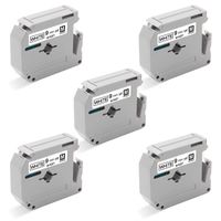 Unismar P-Touch M Tape 9mm M-K221 MK221 MK-221 Labeling Tape Compatible for Brother PT-65 PT-M95 PT-90 PT-70BM PT-70 PT-80 PT-70SR PT85 PT-45 PT-60 PT-100 PT-110 Label Maker, 3/8'' x 26.2', 5-Pack