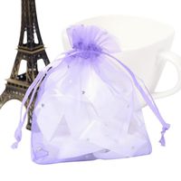 PH PandaHall 100Pcs 4x4.7 Inches MediumPurple Organza Drawstring Pouches Jewelry Party Wedding Favor Gift Bags with Glitter Powder