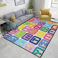 Kids Activity geometric Area Rug Dorm, Colorful English Alphabet Blocks Childrens Cartoon Balloon Letter Design, Durable Carpet Area rug - Living Dinning Room Bedroom Rugs and Carpets(2'x 6')