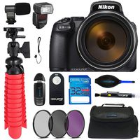 Nikon Coolpix P1000 16.7 Digital Camera with 3.2" LCD, Black with Tripod, Memory Card, Flash, Mic, Remote, Filter Kit and Other Essential Accessories