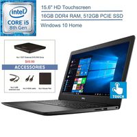 2020 Dell Inspiron 15.6" Touchscreen Laptop Computer, 8th Gen Intel Quad-Core i5-8265U (Beats i7-7500U), 16GB DDR4 RAM, 512GB PCIE SSD, 802.11AC WiFi, Windows 10, EST USB External DVD + Accessories