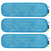 TEBEST 18" Microfiber Replacement Mop Pads, Standard Looped Flat Wet Mop Home and Commercial Cleaning Refills (Blue)