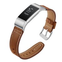 Aottom for Fitbit Charge 2 Band Leather, Fitbit Charge 2 Leather Band Soft Flexible Replacement Band Wrist Bands with Metal Buckle Clasp Wristband for Fitbit Charge 2 Fitness Accessories - Brown