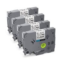 TZ Tape 12mm Cartridge TZe 131 TZ-131 TZe-131 Black on Clear TZ Tape Compatible for Brother Labeler PT-D210, PT-H100, PTD400AD, PT-P700, PTD600, 1/2 (0.47 Inches) 26.2ft, 4 Pack Label Tape