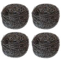 Hulless 4pcs Stainless Steel Sponges Scrubbers Extra Large Utensil Scrubber, Metal Scouring Pads, Stainless Steel Scourer Pot Brush, Kitchen Cooking Utensil Cleaning Tools, 60g/pcs.