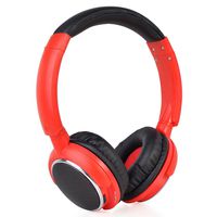 Contixo KB-300 Kid Safe 85DB Over The Ear Wireless Bluetooth LED Headphone with Volume Limiter, Built-in Microphone, Micro SD, FM Stereo Radio, Red & Black