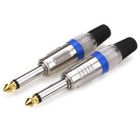 NANYI 1/4" Plugs for Speaker Cables, Patch Cables, Snakes - TS Male Mono 1/4 Inch Phono 6.3mm Phone Plug Bulk - 2 Pack (Blue Circle)