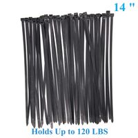 Wide Long 14 Inch Black Strong Cable Ties, Upgrade Industrial UV Resistant Durable Life Zip Ties, Heavy Duty Cable Management for Large Objects (14 inch, 120 LBS, Black, 50 Pack)