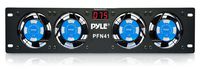 19" Rack-Mount Equipment Cooling Fans - 110V/60Hz Power, 4 Cooler Master 80mm Case Fans, Smart Cooling System, Digital LCD Temperature Display & Installation Hardware Screw Included - PylePro PFN41