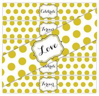 24 Large Dots Waterproof Water Bottle Stickers | Celebrate, Love, Forever | 8 of Each Phrase (Gold)
