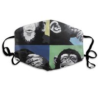 Hateone Unisex Unique Mouth Mask - Chimpanzee Face Funny Illustration Polyester Anti-dust Masks - Fashion Washed Reusable Face Mask for Outdoor Cycling