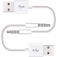 iPod Shuffle Charger 4th / 3rd / 5th Generation Cable, UNOOE iPod Shuffle Cable 3.5mm Aux Jack to USB Charging Cord Connector Sync Data Transfer for Apple iPod Shuffle 3th/4th/5th generation (2 Pack)