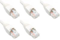 Ultra Spec Cables Pack of 5 - White 2FT Cat6 Ethernet Network Cable LAN Internet Patch Cord RJ45 Gigabit