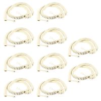 Yohii 10Pcs RJ9 4P4C Plug Connectors Coiled Telephone Cable 2.5m 8Foot for Landline Telephone Beige