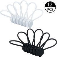 12 Pieces Magnetic Cable Clips Magnetic Cable Winders Magnetic Twist Ties Earphone Wrap Cord Organizer for Headphone, USB Cable, Home Kitchen and School Use（Black and White）