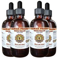 White Willow Liquid Extract, Organic White Willow (Salix Alba) Dried Bark Tincture, Herbal Supplement, Hawaii Pharm, Made in USA, 4x4 fl.oz