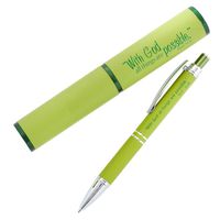 All Things Are Possible Green Stylish Classic Pen in Matching Gift Case - Matthew 19:26 Bible Verse Refillable Retractable Medium Ballpoint Pen for Bullet Journal Planner Writing Note Taking Calendar