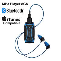 H2O Audio Stream 2 100% Waterproof MP3 Music Player with Bluetooth and Underwater Headphones for Swimming Laps, Watersports, Short Cord, 8GB