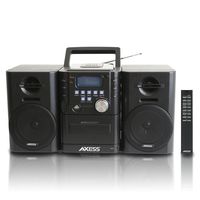 AXESS MS3912 Mini Entertainment System with AM/FM, USB, CD, MP3 Player & Cassette Recorder With Headphone and Aux Jack