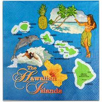 Hawaiian Cocktail Beverage Paper Party Napkins Island Map