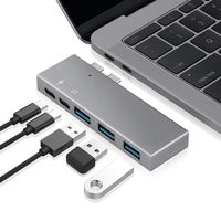 Upgraded Version USB C Adapter, Lubar Aluminum Adapter Type C Hub with 3 Ports USB 3.0, USB C Charging Port, USB C Pass-Through Port for MacBook Pro 2017/2016 (Space Gray)