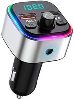 Vproof Bluetooth FM Transmitter for Car, 6 Colors LED Backlit Wireless FM Radio Transmitter Bluetooth Car Adapter with QC3.0 Charging, Hands Free Calling, Supports TF Card & USB Disk (Black)