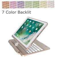 iPad Air 2 Case 9.7 inch Cover - Keyboard Case Flip Case with Kickstand, Flexible Lightweight Color Backlit Detachable Smart Keyboard Case Slim Fit Touch Back Cover with Wireless Bluetooth (Gold)