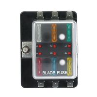 KKmoon DC12V 6 Way Blade Fuse Box Holder with LED Warning Light Kit for Car Boat Marine Trike