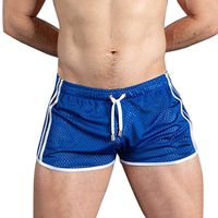 haoricu Men's Beach Shorts Quick Dry Surfing Swim Trunks Elastic Drawstring Shorts Multi-Color Optional (Blue, M)