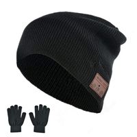 BearsFire Wireless Music Hat Beanie Compatible with Bluetooth Headphone Stereo Speaker Mic, Winter Warm Thick Skull Hat Washable Knit Running Cap for Men Women Outdoor Sports (Black)