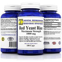 Premium Red Yeast Rice - Max Potency 1800 mg, 180 Vegetarian Capsules - for Healthy Cholesterol Levels and Cardiovascular Support