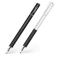 aibow Capacitive Stylus Pens for iPad, iPhone, Tablets, Cell Phones,All Touch Screen [ Fine Point & High Sensitivity Disc Tip Series ] with 2 Replaceable Disc Tips, Slide Cap Type2 (Black/Silver)
