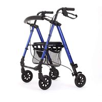 Aluminum Rollator Rolling Walker, Mobility Walker, Easily Fords, 300 Pound Weight Capacity,Blue