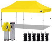 Eurmax 10'x20' Ez Pop Up Canopy Tent Commercial Instant Canopies with Heavy Duty Roller Bag,Bonus 6 Sand Weights Bags (Yellow)