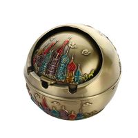 Cigarette Ash Holder, Europäische mit Aschenbecher Multifunktionale Retro Aschenbecher winddicht Aschenbecher Metall kugelförmige Aschenbecher, d