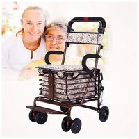 EGCLJ Elderly Rollator Walker with Seat Basket Aluminum Walker Foldable Frame Ergonomic Handles Wheels Shopping Trolley with Foot Rests, Walking Mobility Aid - 220 Lbs