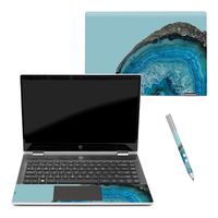 MightySkins Skin Compatible with Pavilion x360 14" (2018) - Blue Agate | Protective, Durable, and Unique Vinyl Decal wrap Cover | Easy to Apply, Remove, and Change Styles | Made in The USA