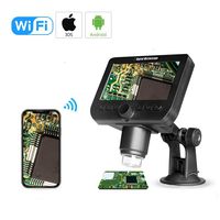 Cainda 50-1000X LCD WiFi Digital Microscope with Flexible Stand for iPhone Android Phone, 2MP 4.3 inch Screen USB Microscope Camera 1080p Video Recorder for Kids Students Adults