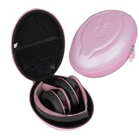 Hetmitshell Hard EVA Travel Case Fits Mpow 059 Bluetooth Headphones Over Ear Hi-Fi Stereo Wireless Headset Foldable Soft Memory-Protein Earmuffs (Pink)