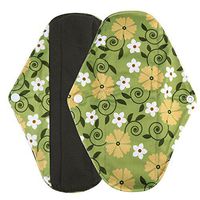 Hunputa Sanitary Napkins,Reusable Bamboo Cloth Washable Menstrual Pad Mama Sanitary Towel Pad (Green, S)