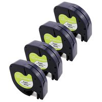 Replace DYMO LetraTag Refills 91330 10697 (S0721510) Black on White Paper Tape, LT Labeling Tape Compatible with DYMO LetraTag LT100H LT100T QX50 Label Makers, 1/2 Inch x 13 Feet 12mm x 4m, 4-Pack