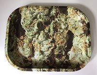 Green Herb Rolling Tray 7"x5" Thick Metal