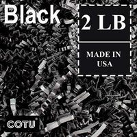 COTU (R) 2 LB Black Crinkle Shred Gift Basket Shred Crinkle Paper Filler Bedding (32 oz) in a Box