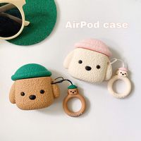 BONTOUJOUR AirPods Case, Newest Super Cute Creative Pet Hat Teddy Dog AirPods Case, Puppy Style Soft Silicone Earphone Protection Skin for AirPods1&2+Hook -Pink