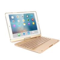 iPad Keyboard Case 9.7,MeiLiio 7 Colors LED Backlit Removable Wireless Bluetooth Keyboard Built-in 360 Rotate Folio Slim Smart Keyboard Case with Auto Sleep/Wake for iPad Pro 9.7 inch Tablet (Gold)