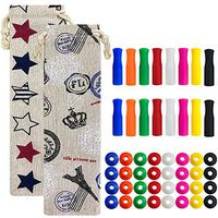 16 Pcs Silicone Straw Tips & 2 Pcs straw carrying case, SENHAI Multi-colored Anti-burn/cold Straw Tips Covers and Silencer Fit Stainless Steel Straws for 20 or 30oz Yeti, RTIC