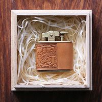 Personalized gift Vintage Lighter Genuine Leather cover FREE Engraving SN-001A